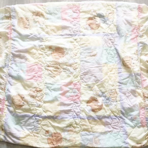 Vintage 1989 PRECIOUS MOMENTS Blanket With Sham Twin Bed Sheet Set - Picture 6 of 14